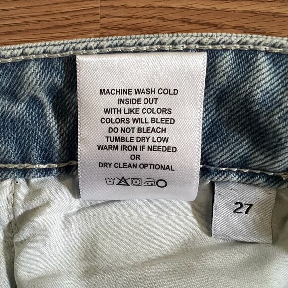 VERVET Norah Asymmetrical Colorblock Jeans 27 | High Rise Straight Raw Hem NWT - Picture 9 of 10